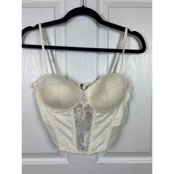 Hunter and Brown Bustier NWT L Corset Ivory Boning Lace Sexy Romantic Coquette - Picture 6 of 7
